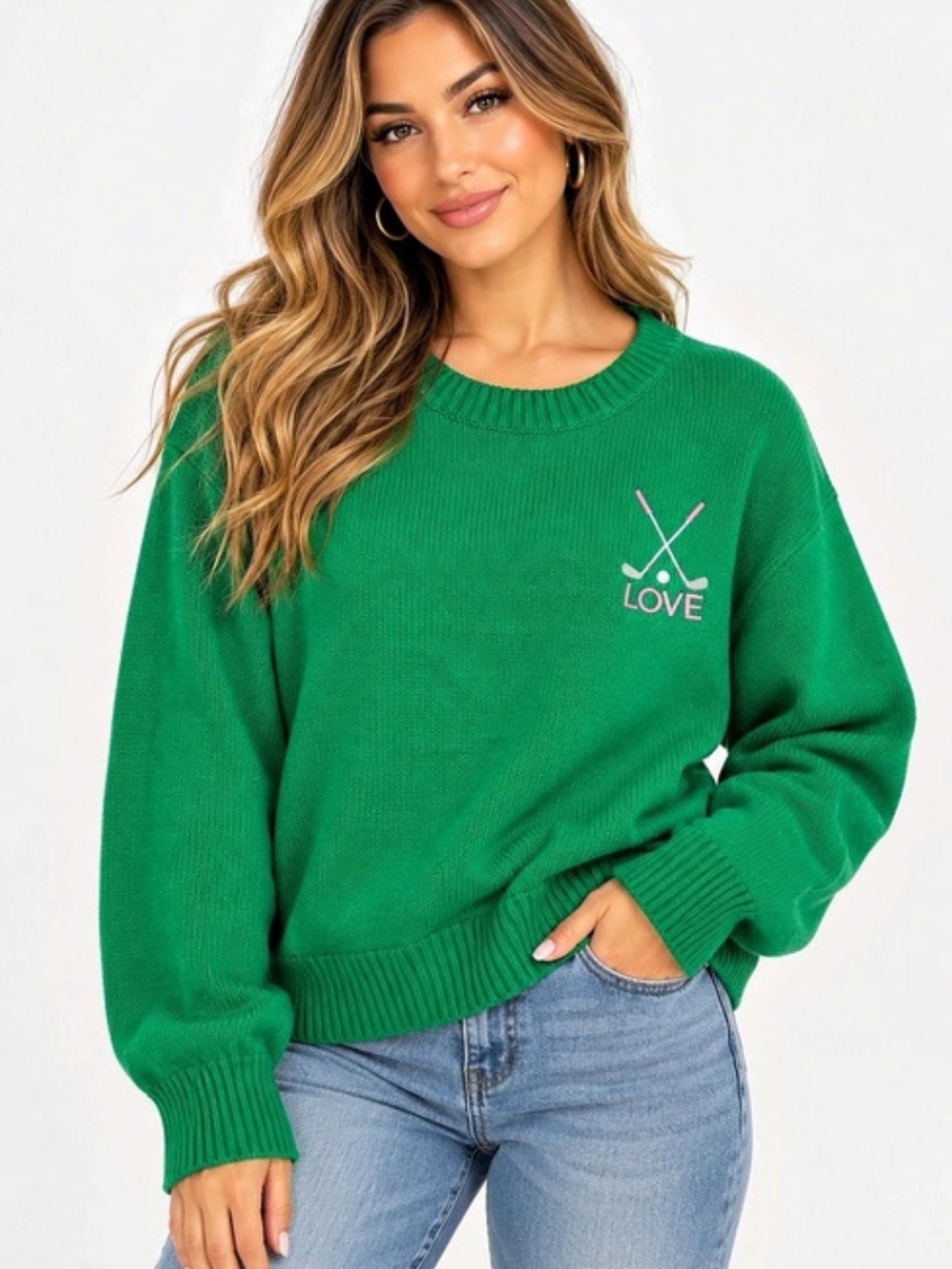 Brittany Nicole Crewneck Sweater in Green NWT